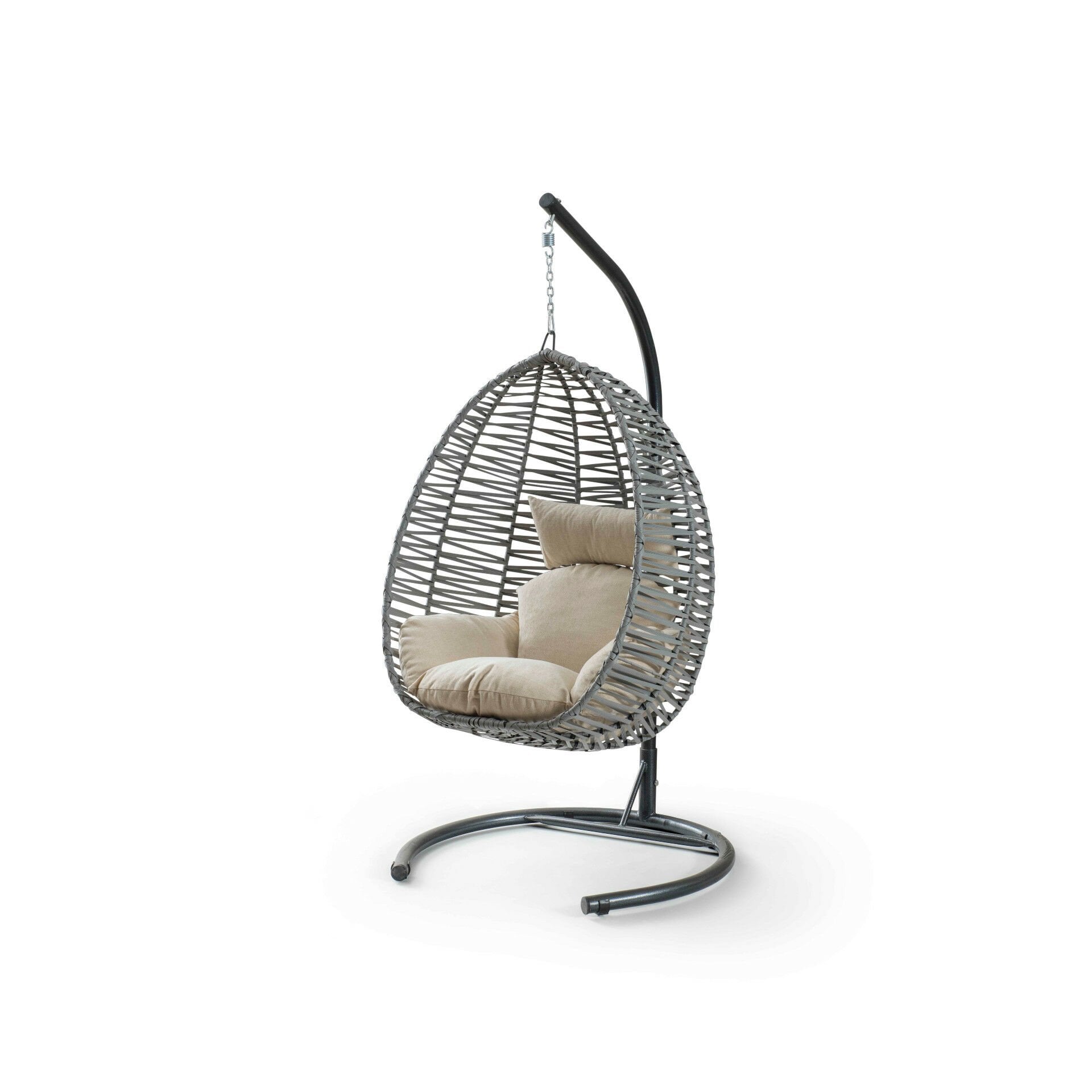 Clas Swing Salıncak Gri Rattan Krem Kumaş