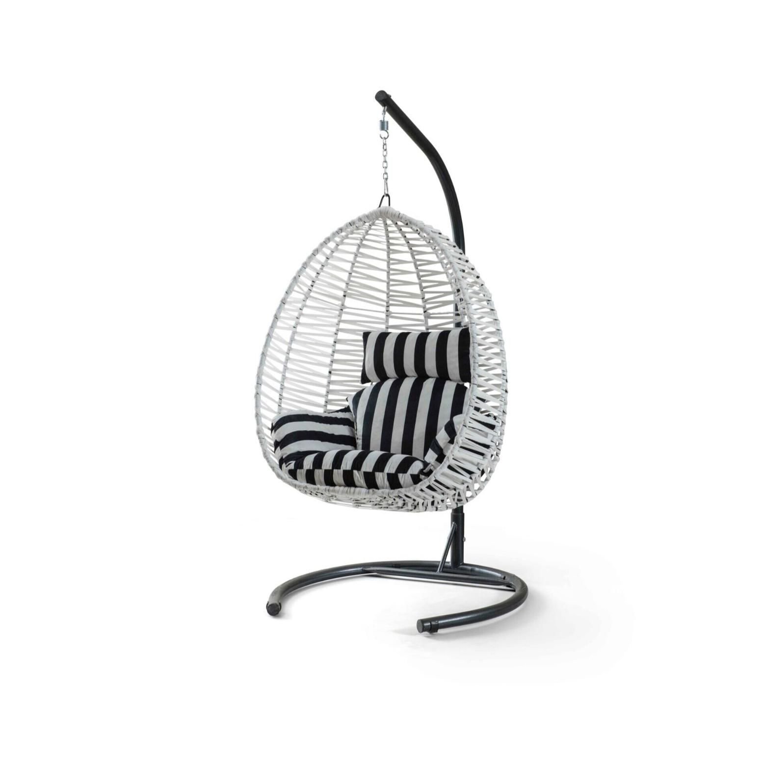 Clas Swing Salıncak Beyaz Rattan Zebra Kumaş