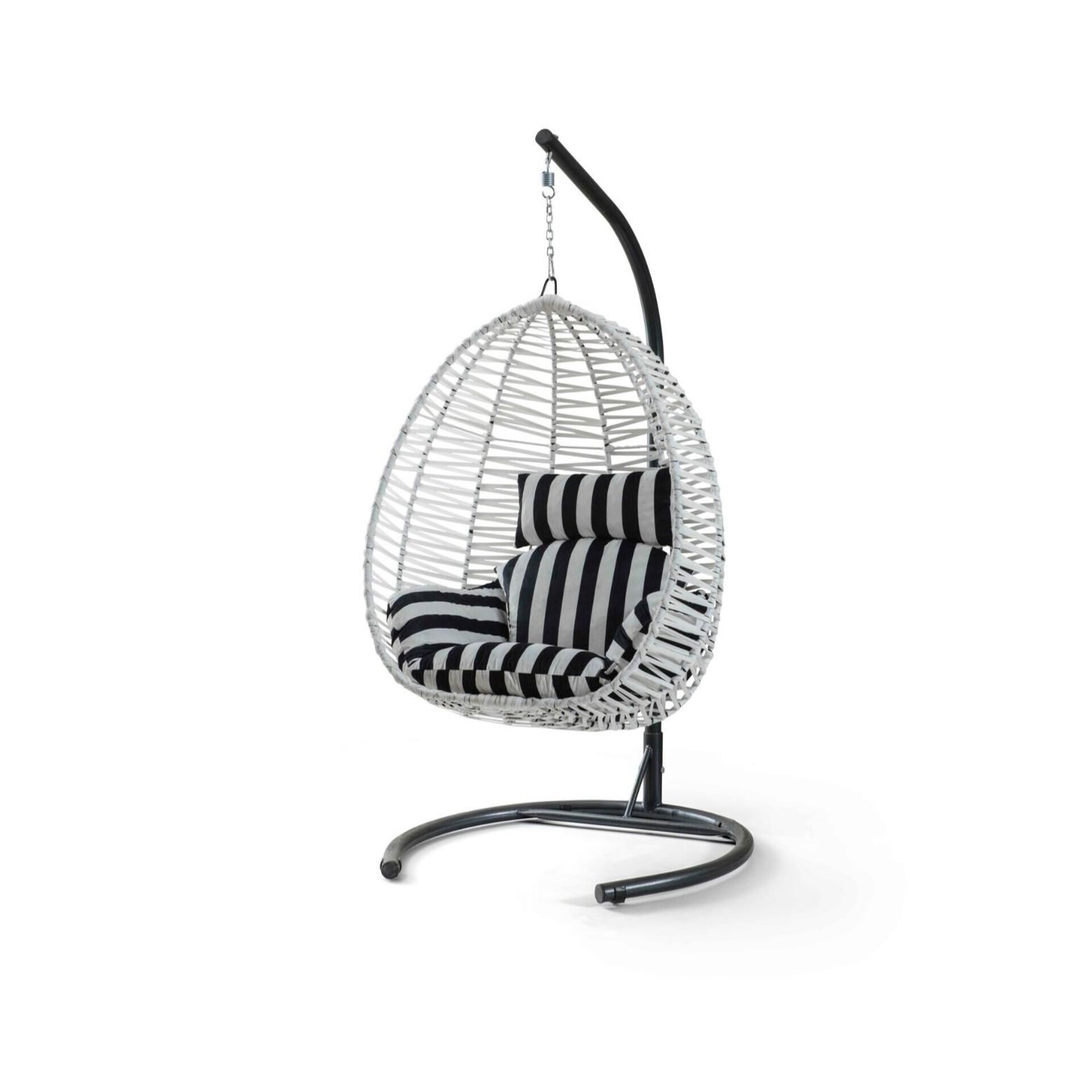 Clas Swing Salıncak Beyaz Rattan Zebra Kumaş