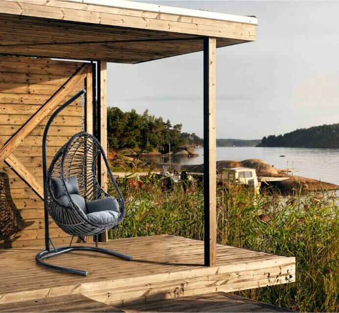 Cosmo Swing Salıncak Gri Rattan Gri Kumaş