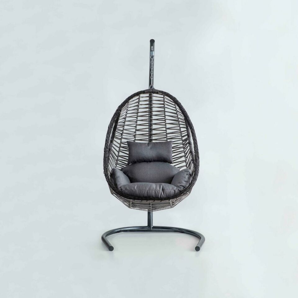 Cosmo Swing Salıncak Gri Rattan Gri Kumaş