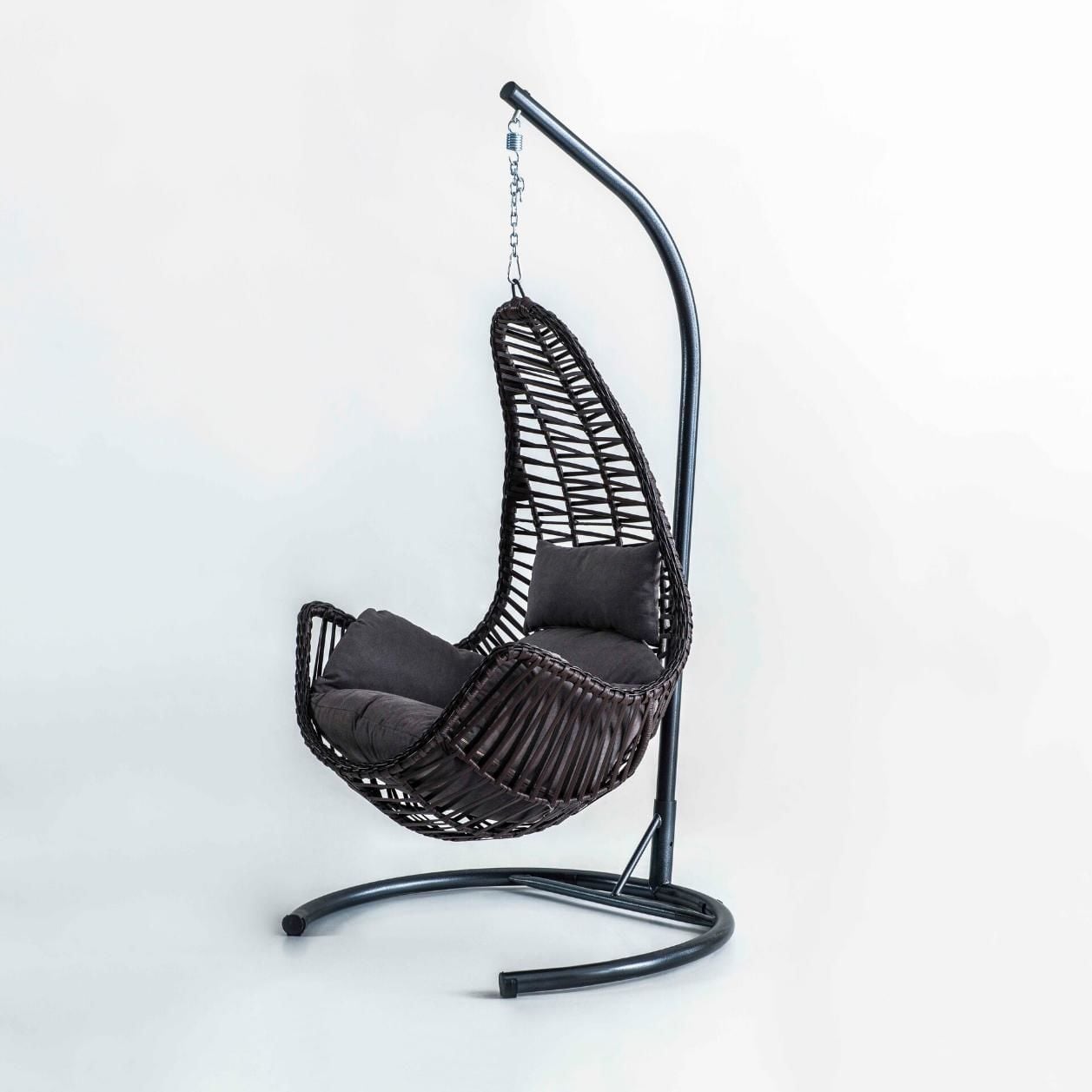 Zen Swing Salıncak Kahve Rattan Gri Kumaş