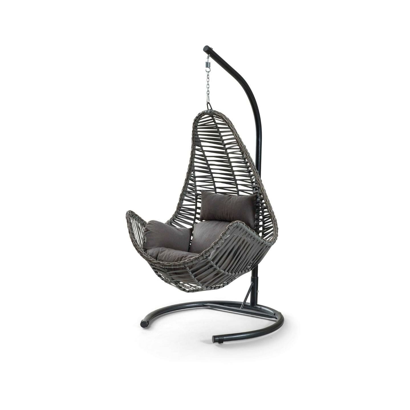 Zen Swing Salıncak Gri Rattan Gri Kumaş