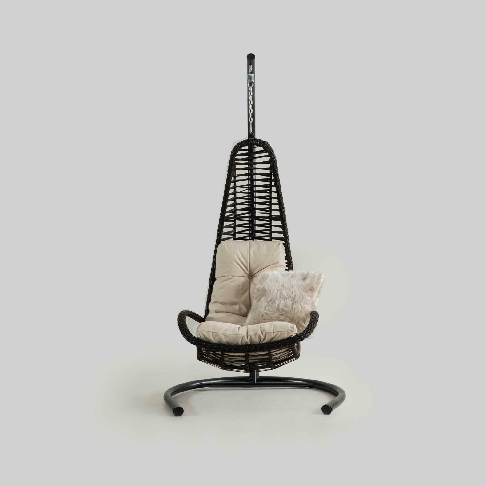 Bella Swing Salıncak Kahve Rattan Krem Kumaş