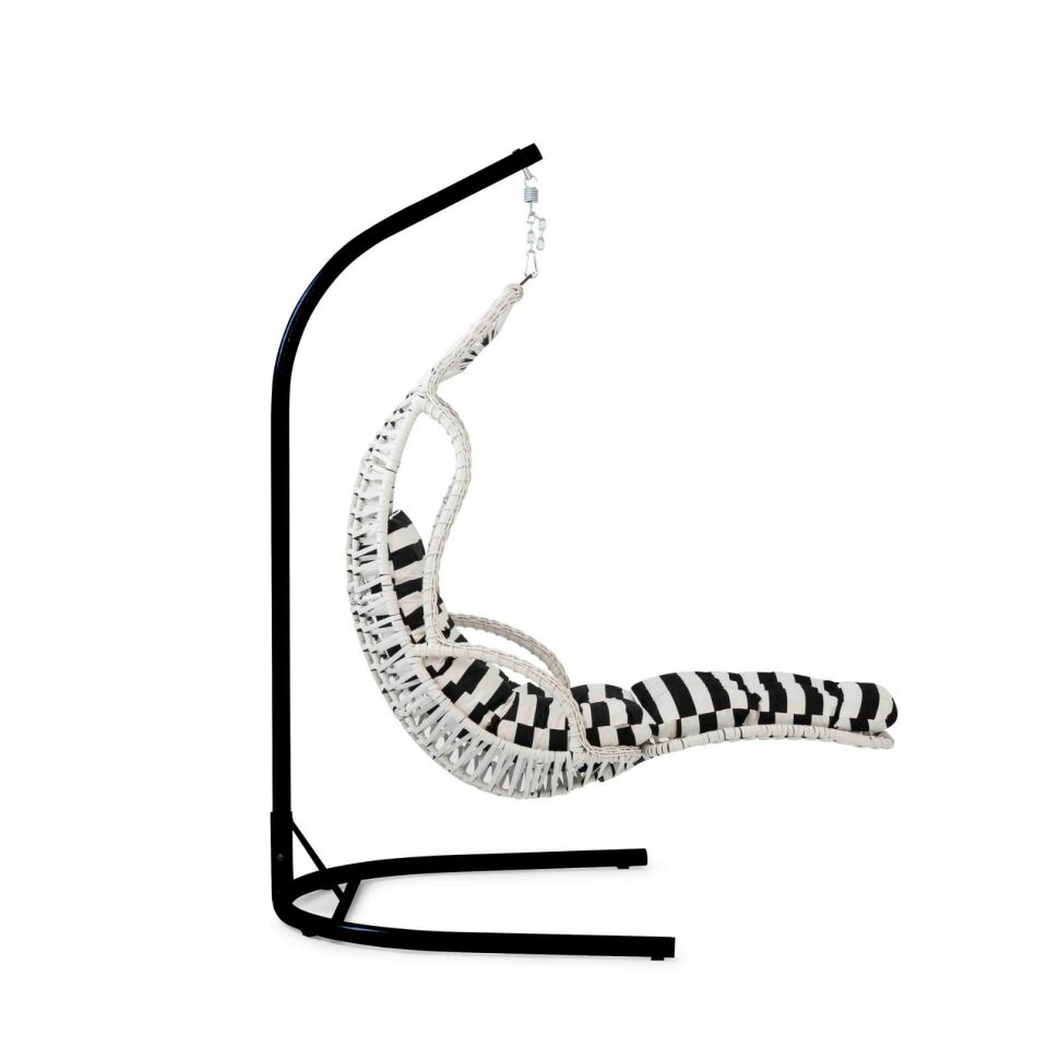 Elit Swing Salıncak Beyaz Rattan Zebra Kumaş
