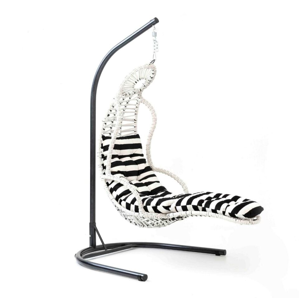Elit Swing Salıncak Beyaz Rattan Zebra Kumaş