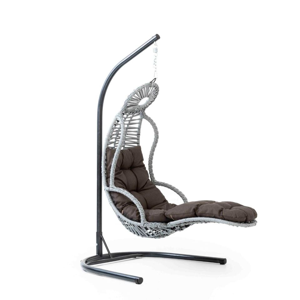 Elit Swing Salıncak Gri Rattan Gri Kumaş