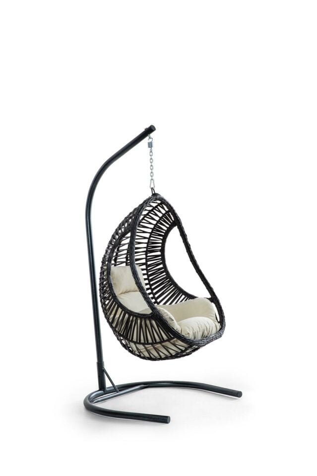 Cosmo Swing Salıncak Kahve Rattan Krem Kumaş