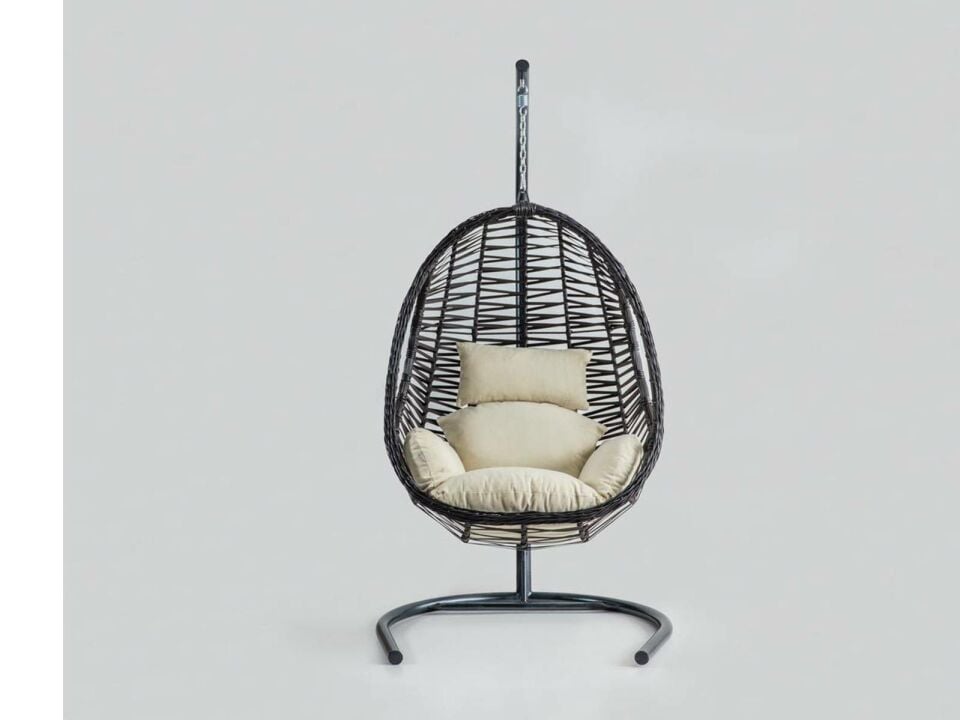 Cosmo Swing Salıncak Kahve Rattan Krem Kumaş
