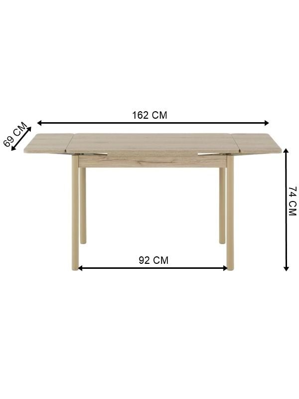 Perla Yandan Açılır Mutfak Masası 70x110 cm