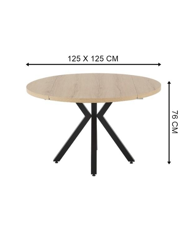 Alara Yuvarlak Açılır Mutfak Masası 75x125 cm