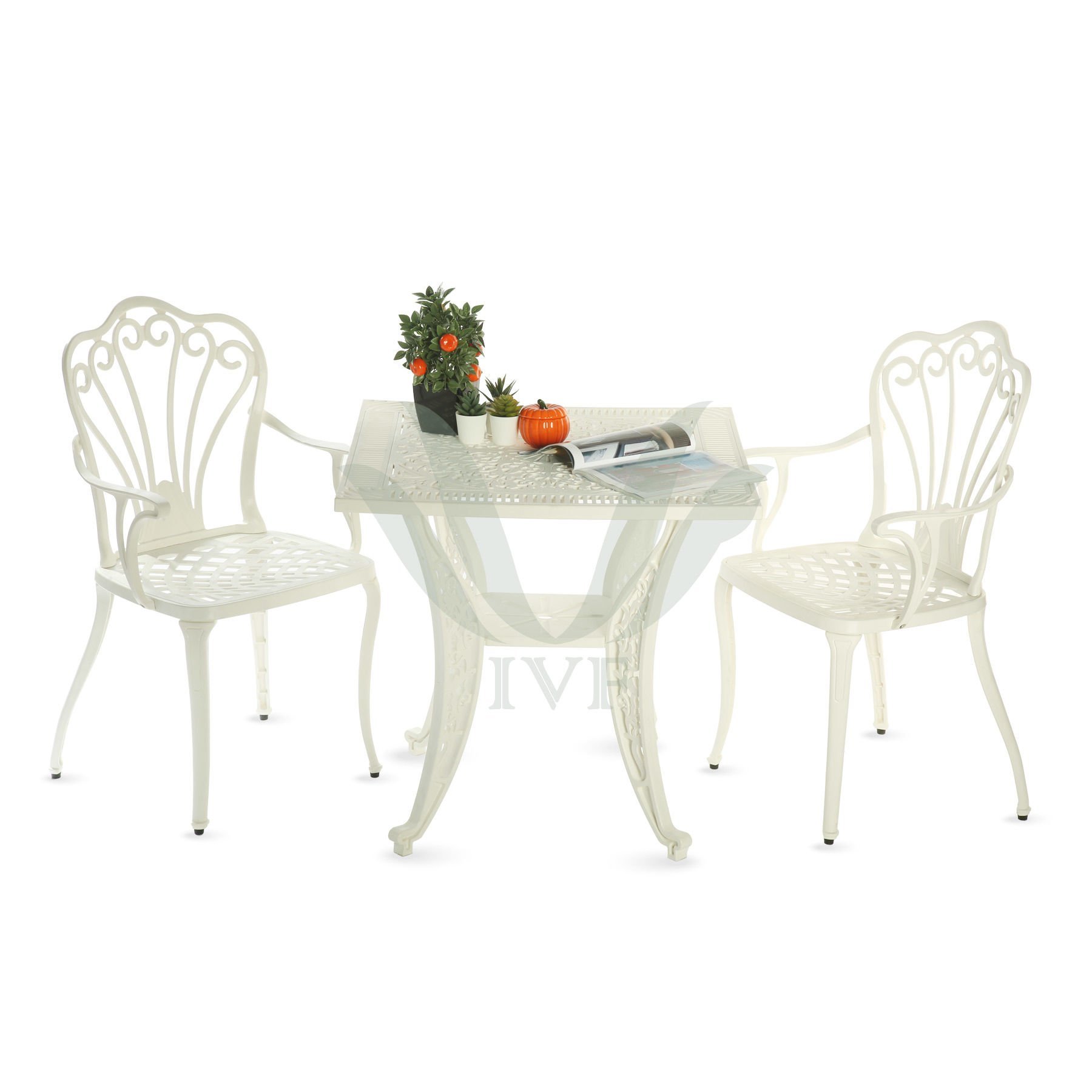 dekorazi home Masal Bahçe Masa Takımı Beyaz 2+1