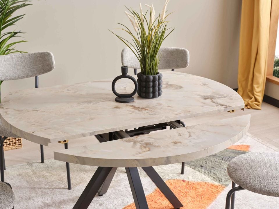 Petra Yuvarlak Açılır Mutfak Masası 75x125 cm