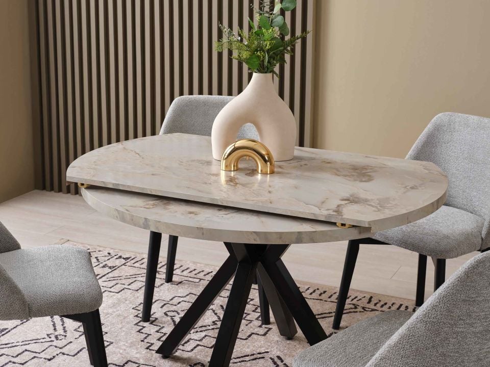 Petra Yuvarlak Açılır Mutfak Masası 75x125 cm