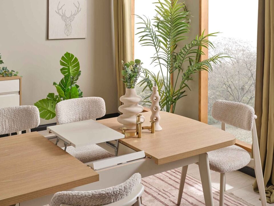 Dori Ortadan Açılır Yemek Masası 90x150 cm