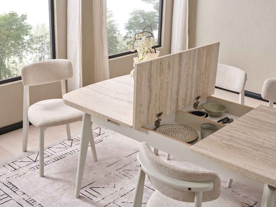 Novella Kelebek Açılır Yemek Masası 90x150 cm