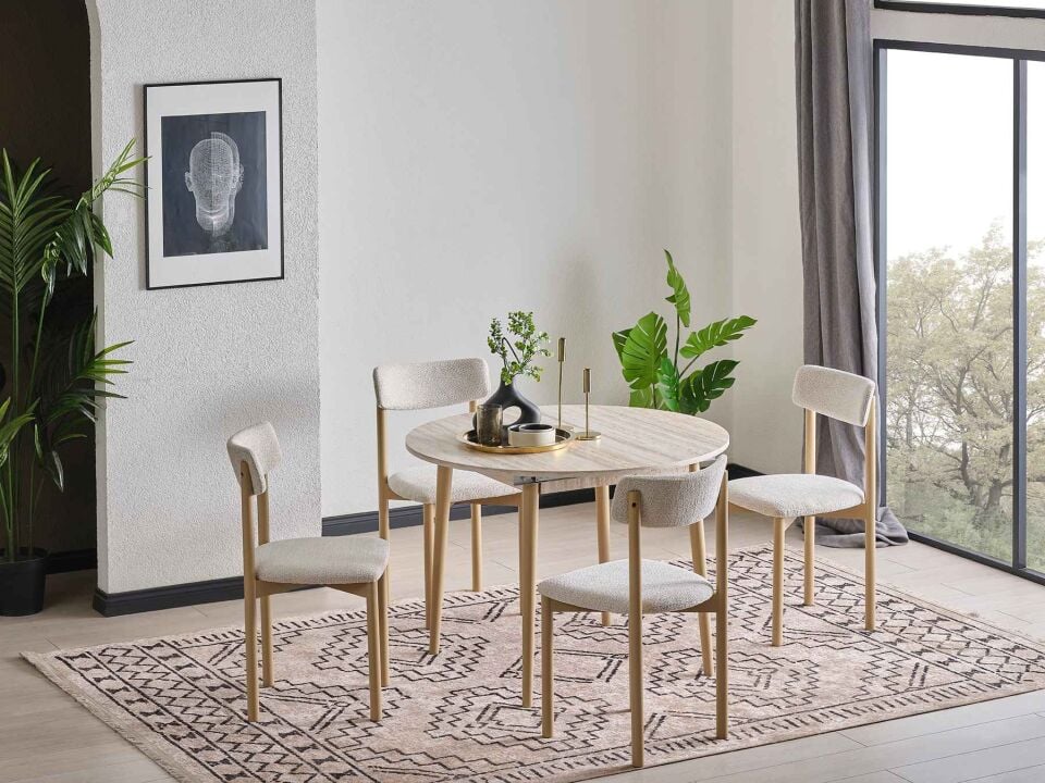 Lucca Yuvarlak Ortadan Açılır Mutfak Masası 130x130 cm